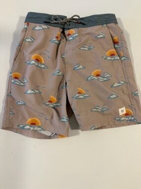 Katin Boys Beige Sunset Cloud Print swim boardShorts size 24